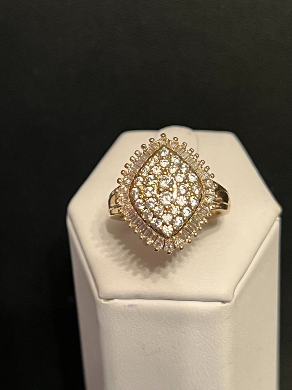 Gold-Tone CZ Cluster Cocktail Ring Size 7 (115)